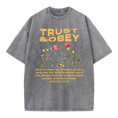 Trust And Obey Christian Washed T-Shirt