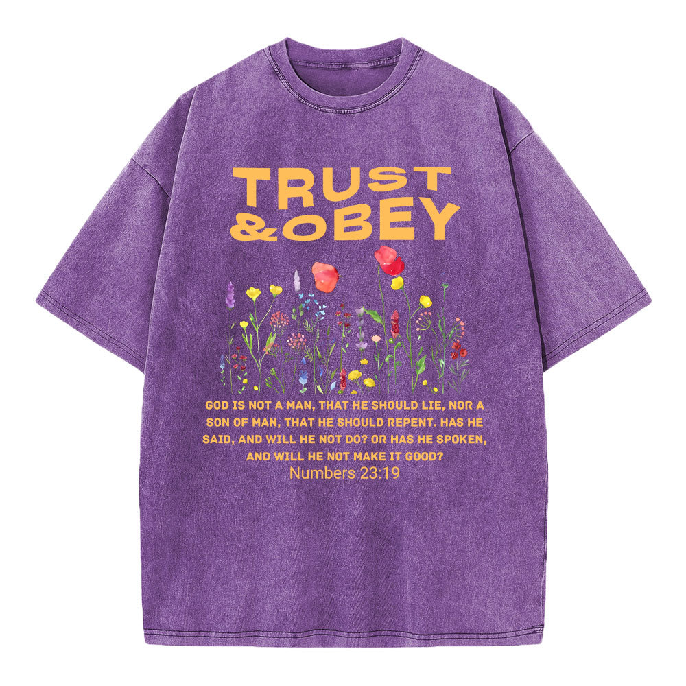 Trust And Obey Christian Washed T-Shirt