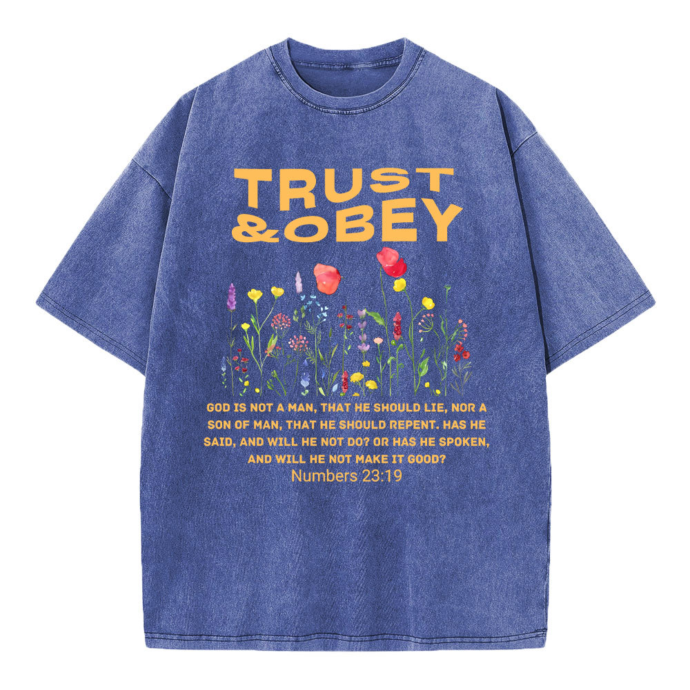 Trust And Obey Christian Washed T-Shirt