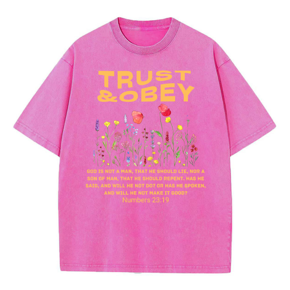 Trust And Obey Christian Washed T-Shirt