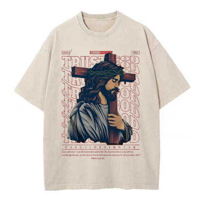 Trust God Christian Wahsed T-Shirt