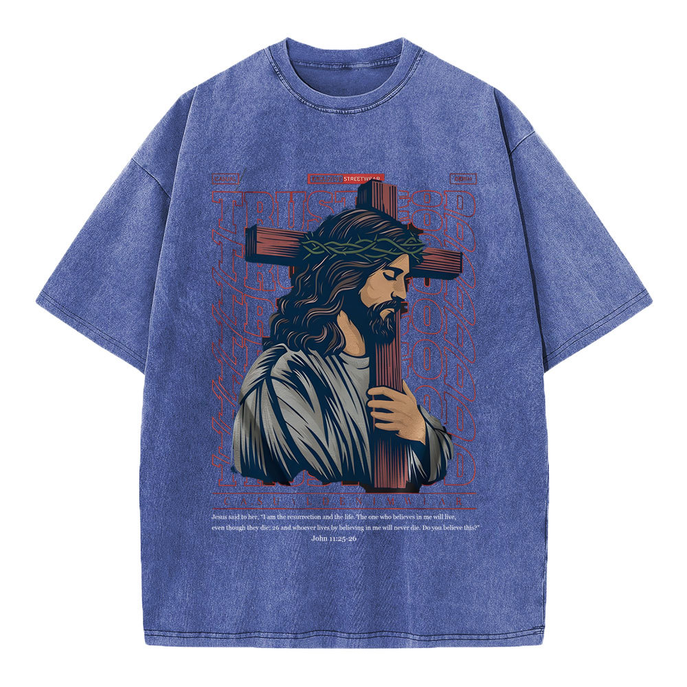 Trust God Christian Wahsed T-Shirt