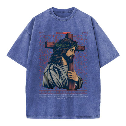 Trust God Christian Wahsed T-Shirt