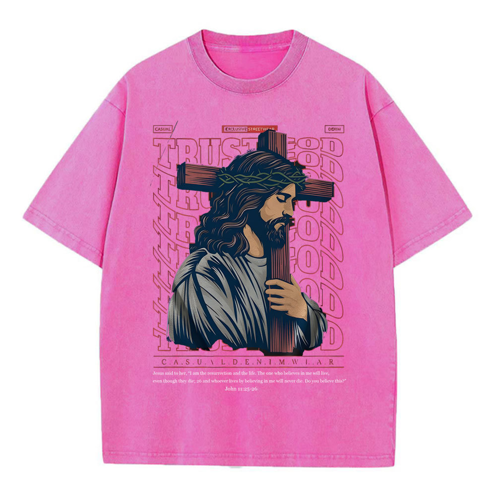Trust God Christian Wahsed T-Shirt
