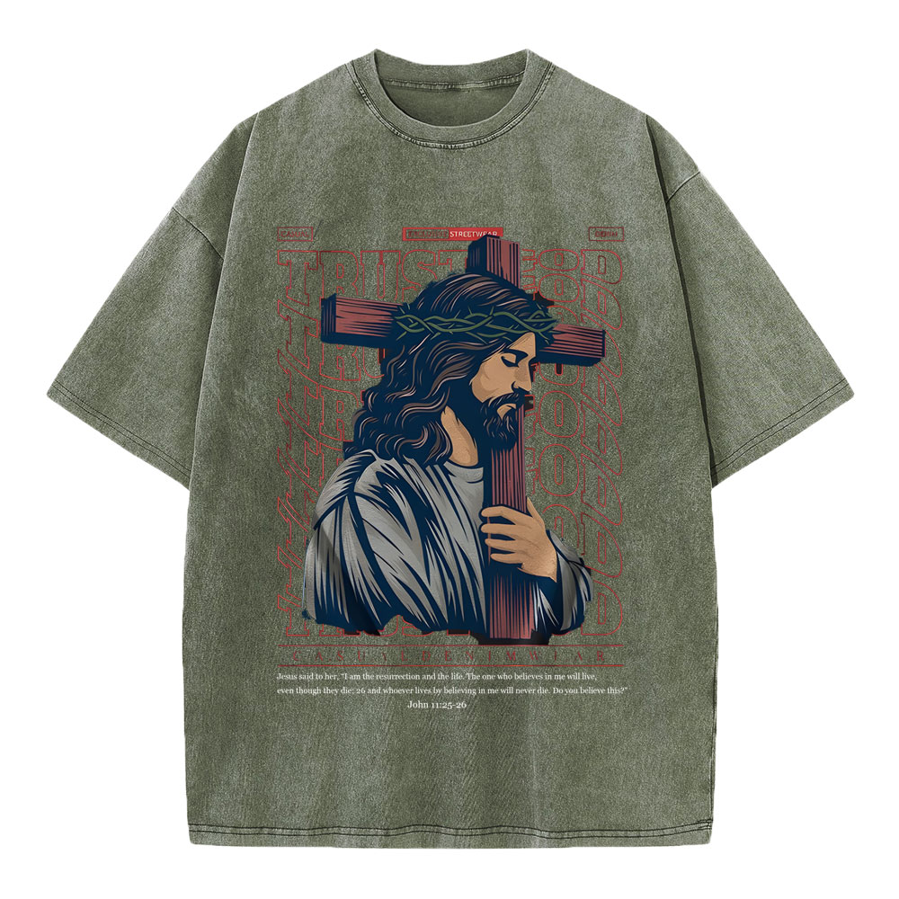 Trust God Christian Wahsed T-Shirt