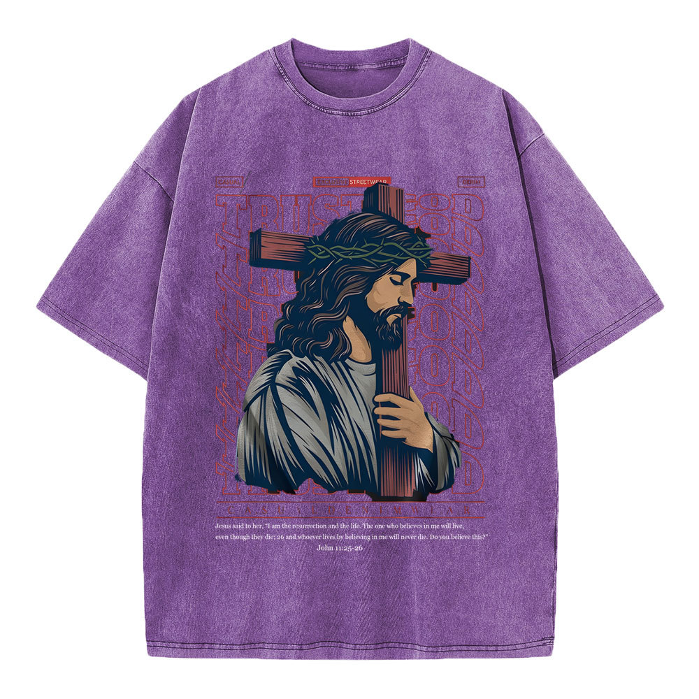 Trust God Christian Wahsed T-Shirt