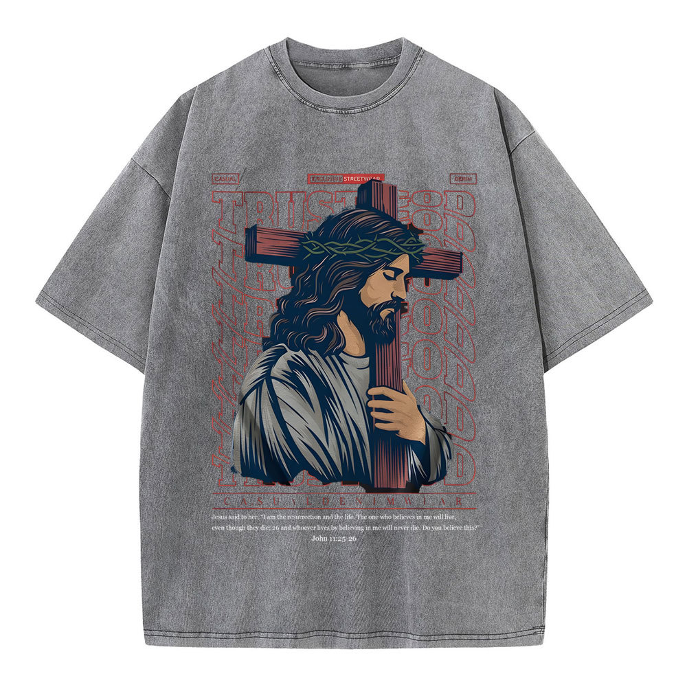 Trust God Christian Wahsed T-Shirt