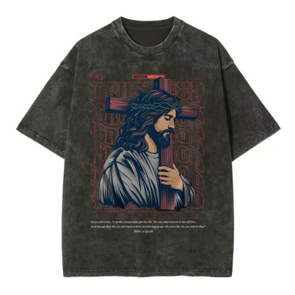 Trust God Christian Wahsed T-Shirt