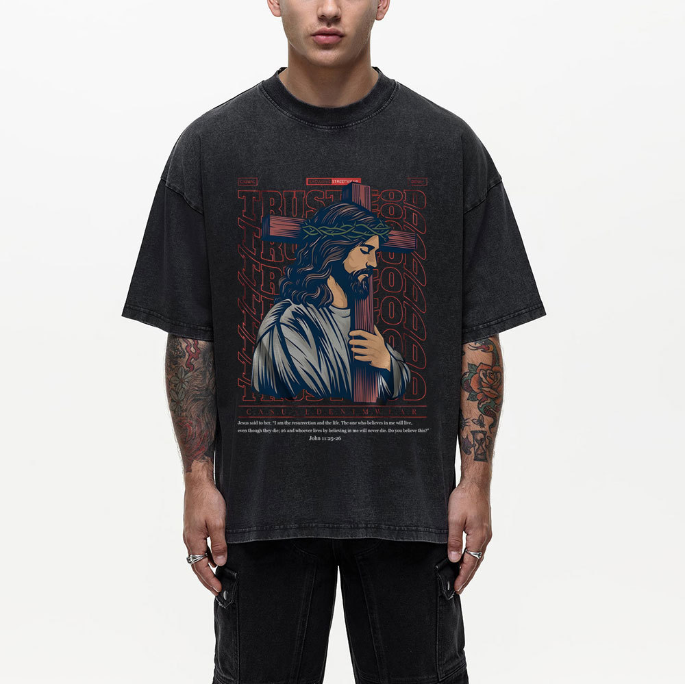Trust God Christian Wahsed T-Shirt