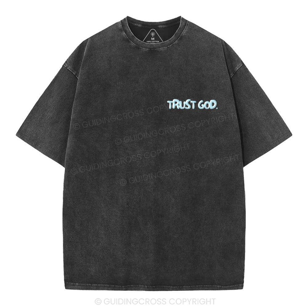 Trust God Christian Puff Printed Washed T-Shirt