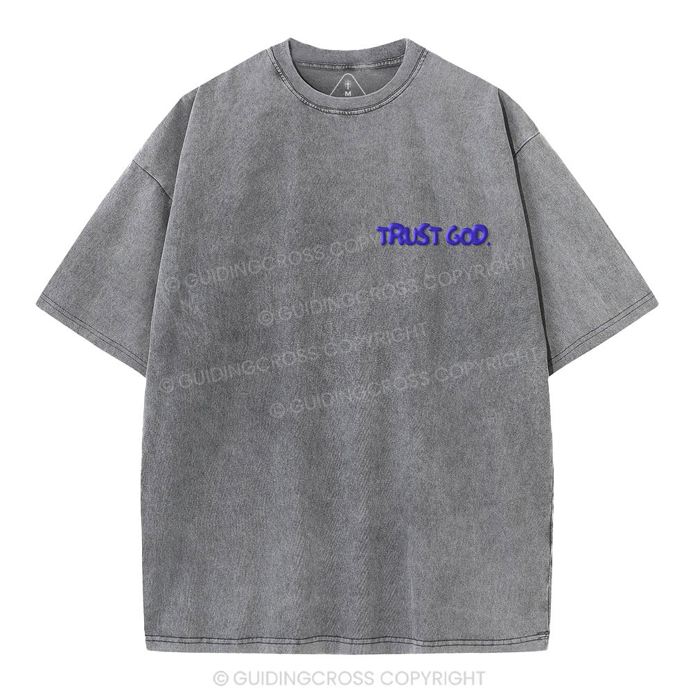Trust God Christian Puff Printed Washed T-Shirt