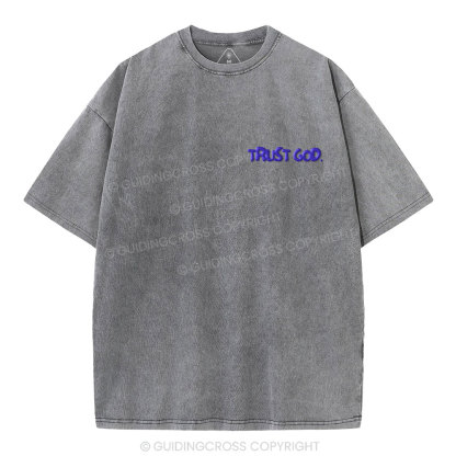 Trust God Christian Puff Printed Washed T-Shirt