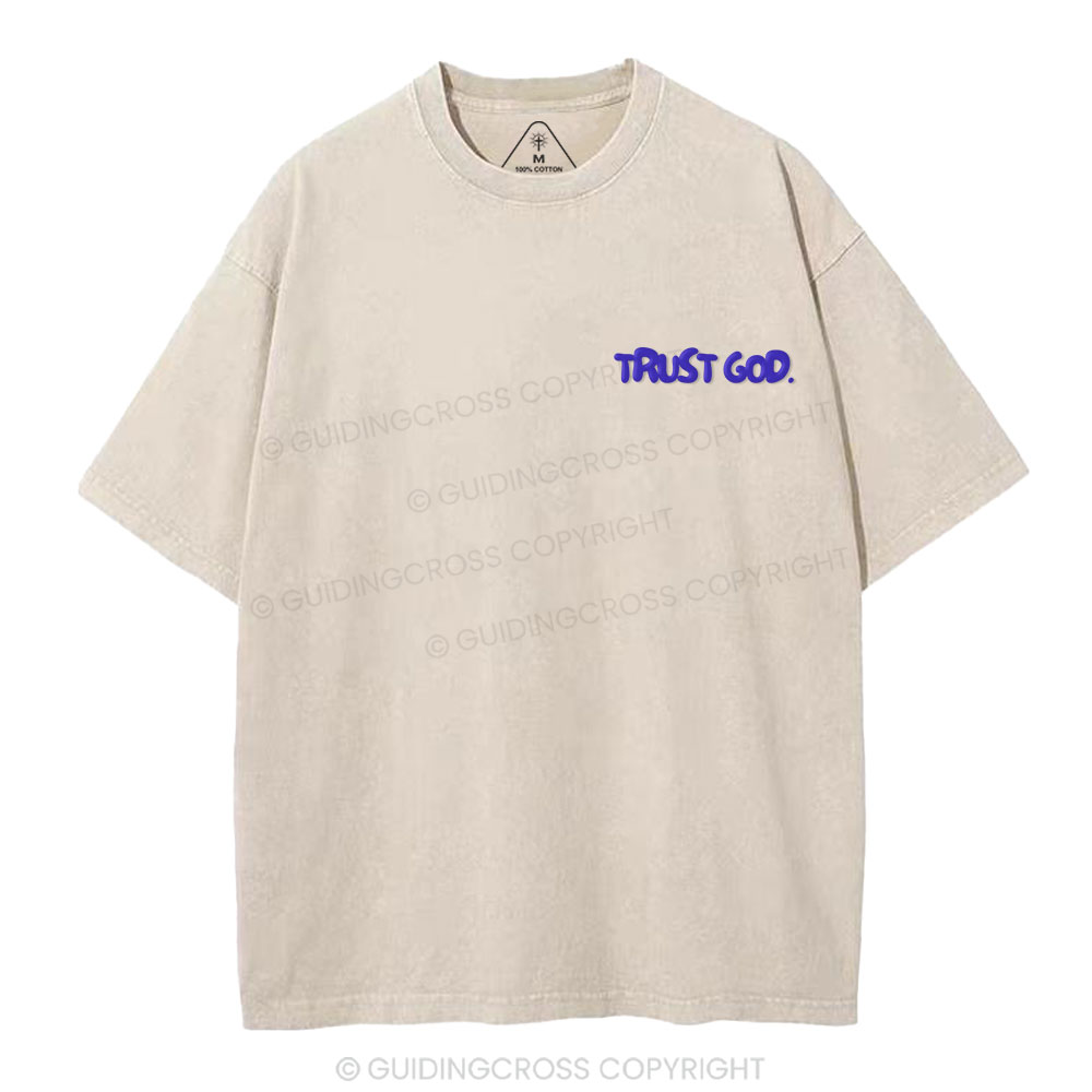 Trust God Christian Puff Printed Washed T-Shirt