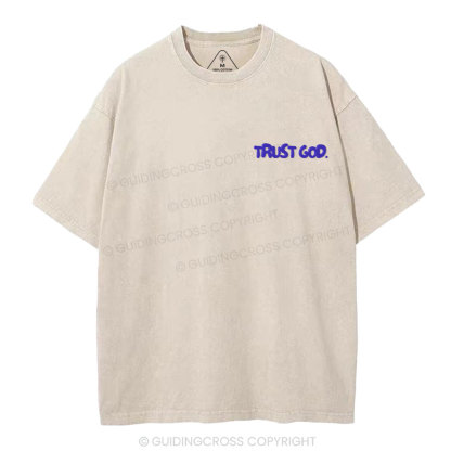 Trust God Christian Puff Printed Washed T-Shirt
