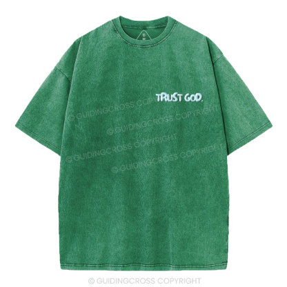 Trust God Christian Puff Printed Washed T-Shirt