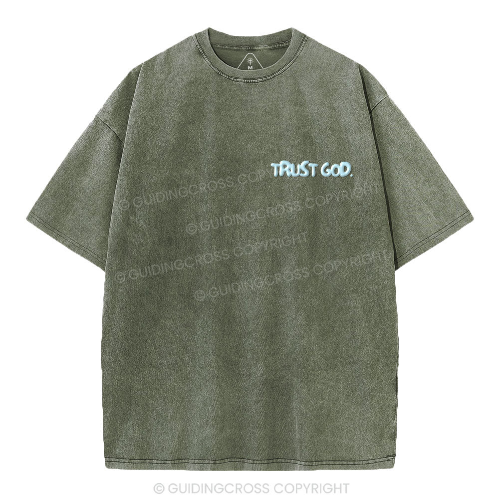 Trust God Christian Puff Printed Washed T-Shirt
