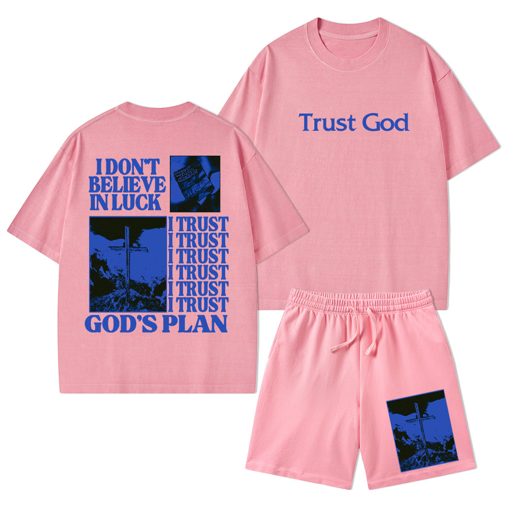 Trust God Christian Washed T-Shirt & Shorts
