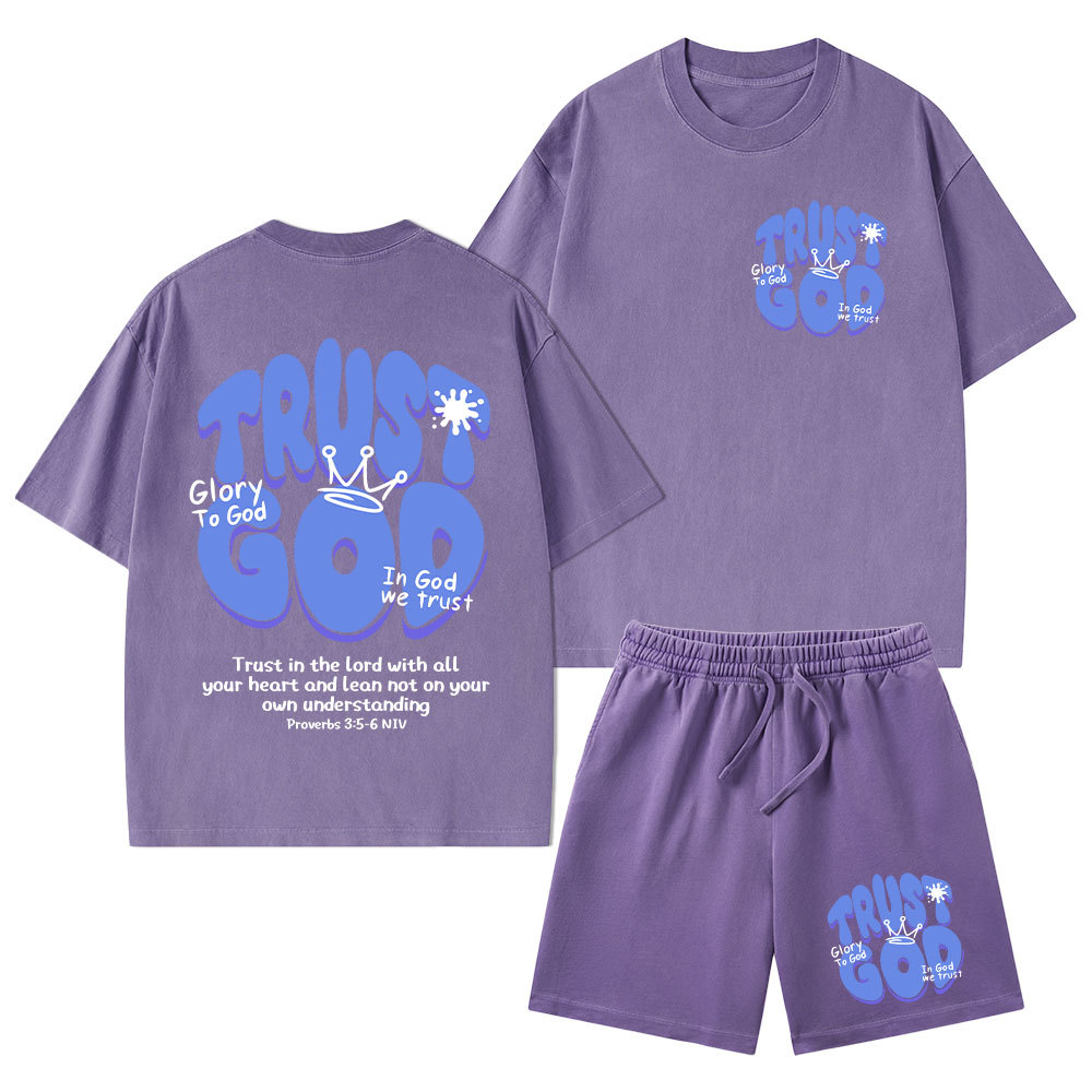 Trust God Christian Washed T-Shirt & Shorts