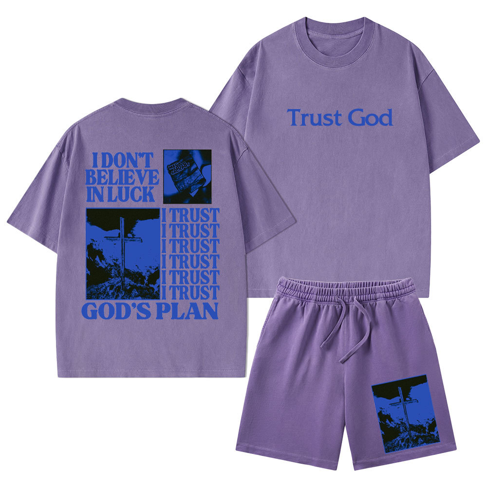 Trust God Christian Washed T-Shirt & Shorts
