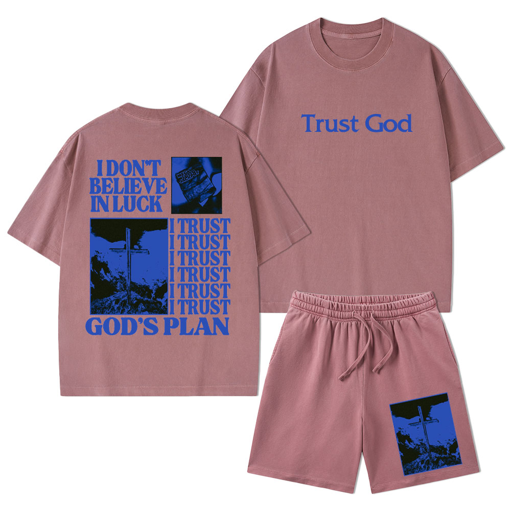 Trust God Christian Washed T-Shirt & Shorts