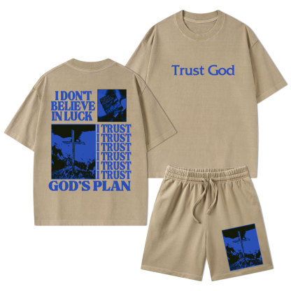 Trust God Christian Washed T-Shirt & Shorts
