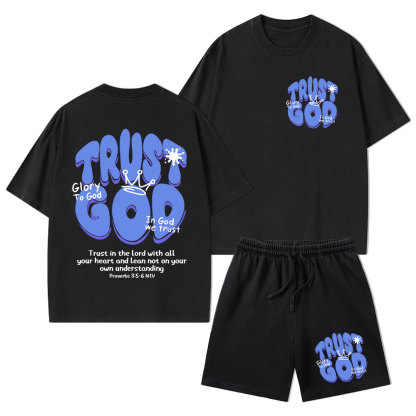 Trust God Christian Washed T-Shirt & Shorts