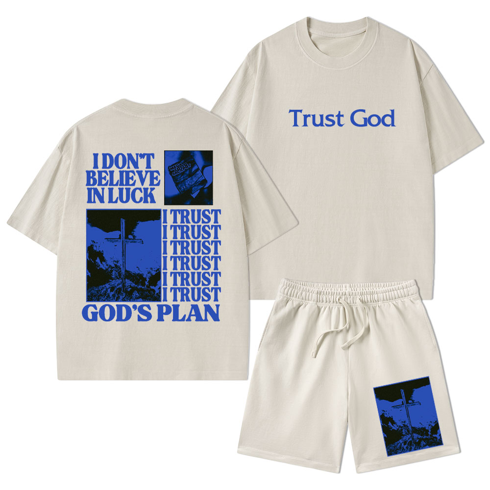 Trust God Christian Washed T-Shirt & Shorts