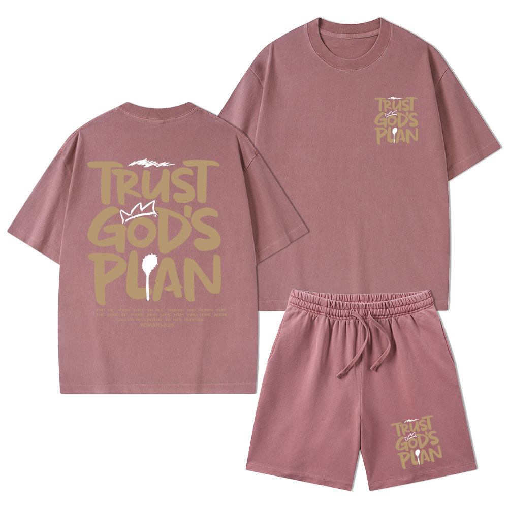 Trust God's Plan Christian Washed T-Shirt & Shorts