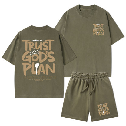 Trust God's Plan Christian Washed T-Shirt & Shorts