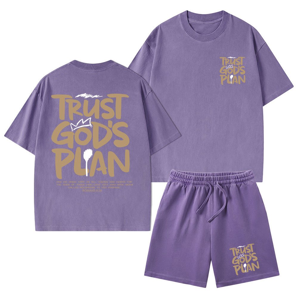 Trust God's Plan Christian Washed T-Shirt & Shorts