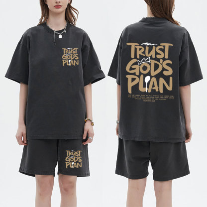 Trust God's Plan Christian Washed T-Shirt & Shorts