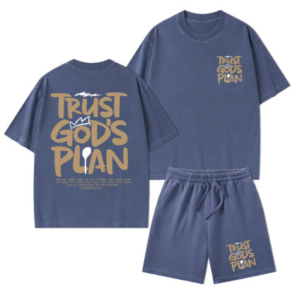 Trust God's Plan Christian Washed T-Shirt & Shorts