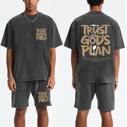 Trust God's Plan Christian Washed T-Shirt & Shorts