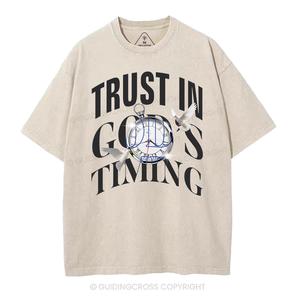 Trust In God's Timing Chrsitian Washed T-Shirt