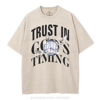 Trust In God's Timing Chrsitian Washed T-Shirt
