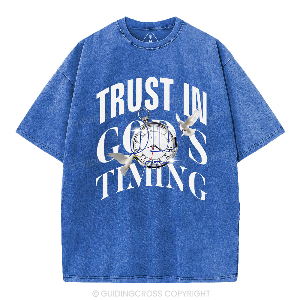 Trust In God's Timing Chrsitian Washed T-Shirt