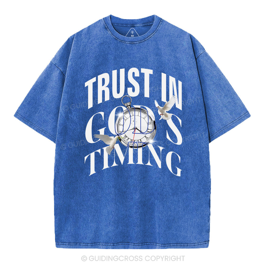 Trust In God's Timing Chrsitian Washed T-Shirt