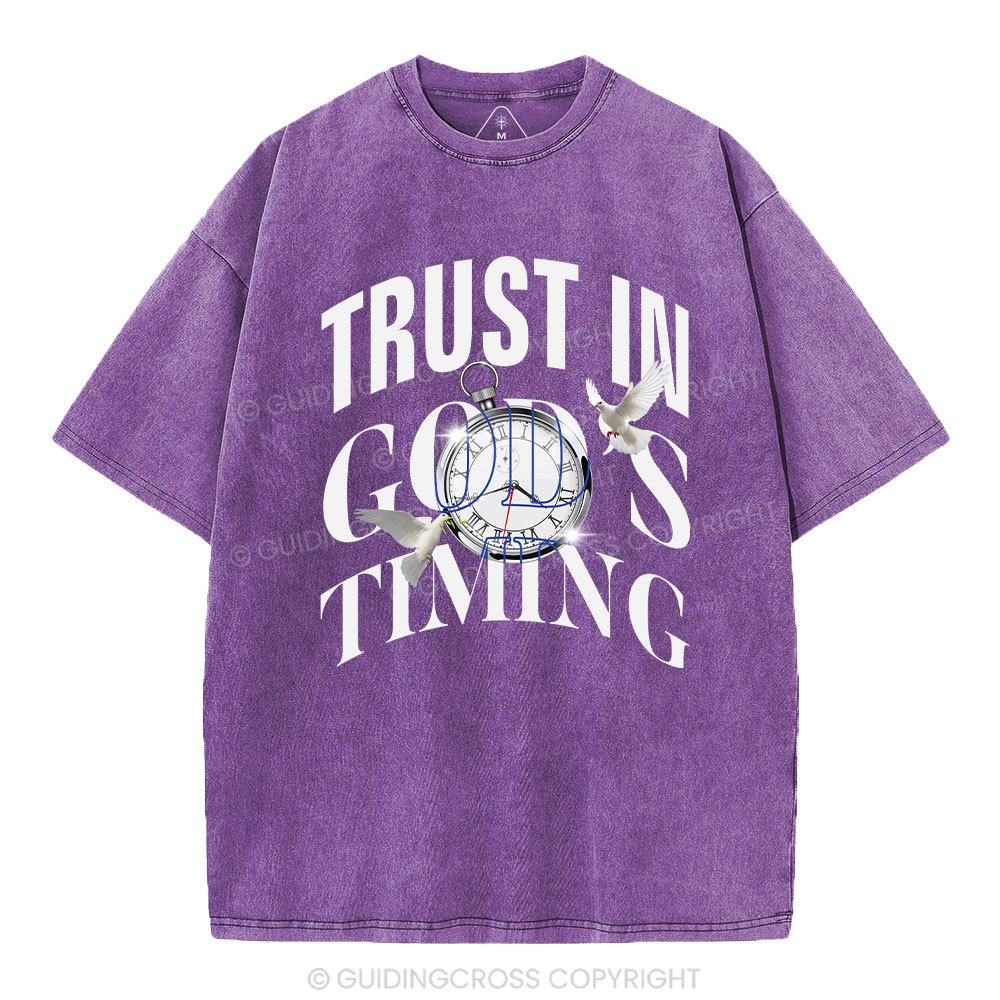 Trust In God's Timing Chrsitian Washed T-Shirt