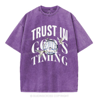 Trust In God's Timing Chrsitian Washed T-Shirt
