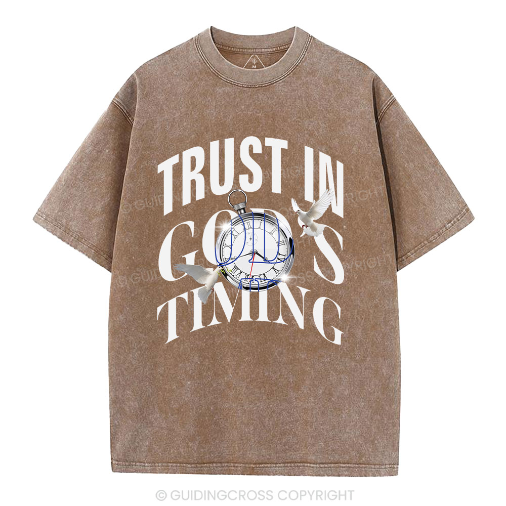 Trust In God's Timing Chrsitian Washed T-Shirt