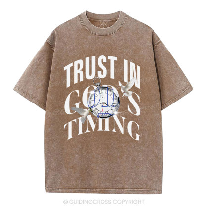 Trust In God's Timing Chrsitian Washed T-Shirt
