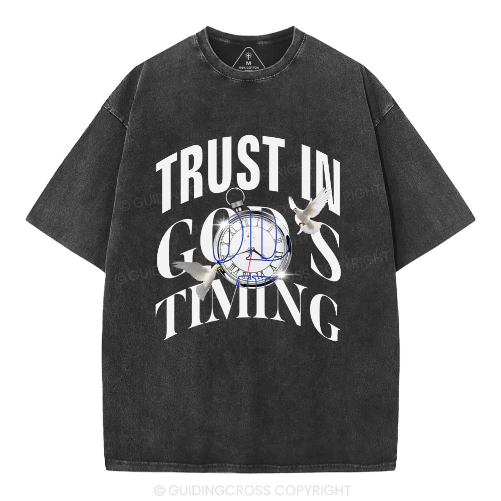 Trust In God's Timing Chrsitian Washed T-Shirt