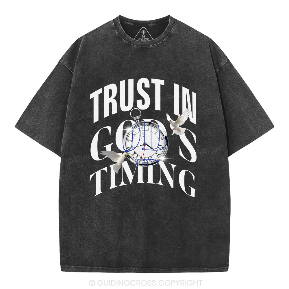 Trust In God's Timing Chrsitian Washed T-Shirt