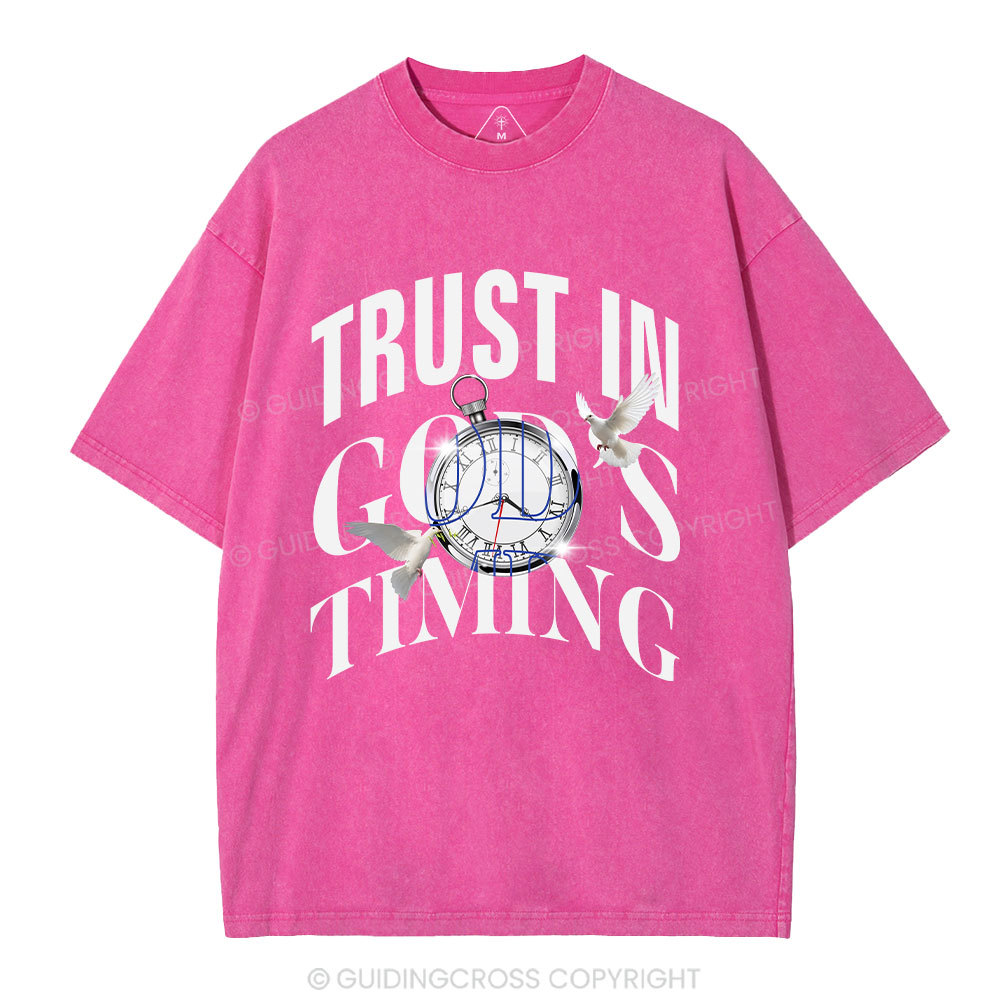 Trust In God's Timing Chrsitian Washed T-Shirt