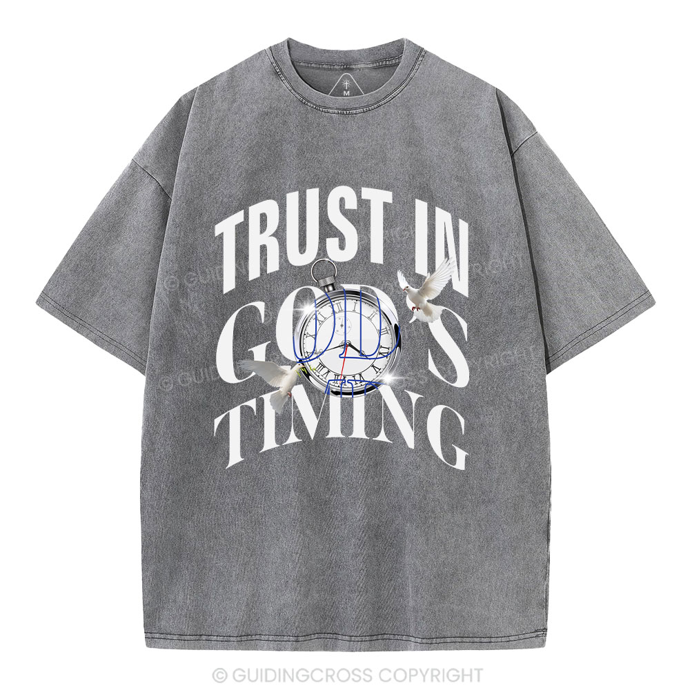 Trust In God's Timing Chrsitian Washed T-Shirt