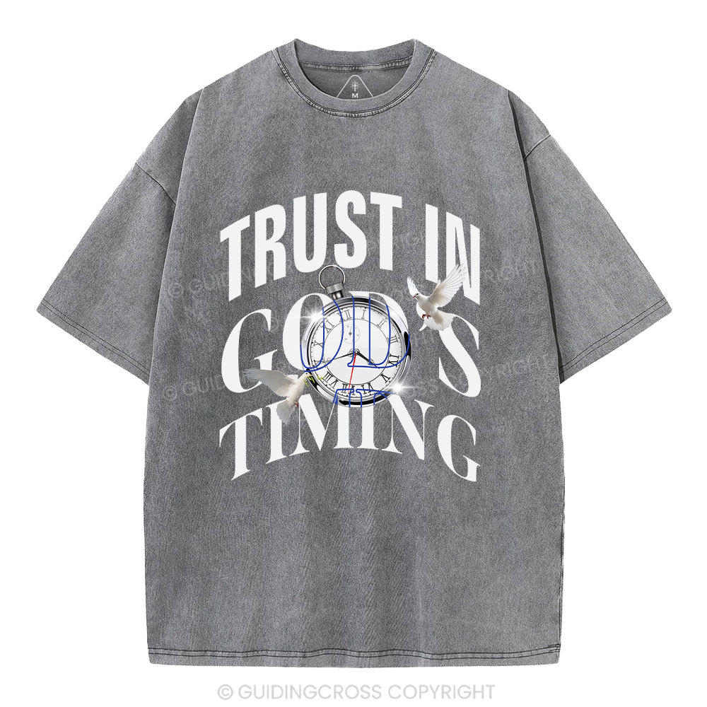 Trust In God's Timing Chrsitian Washed T-Shirt