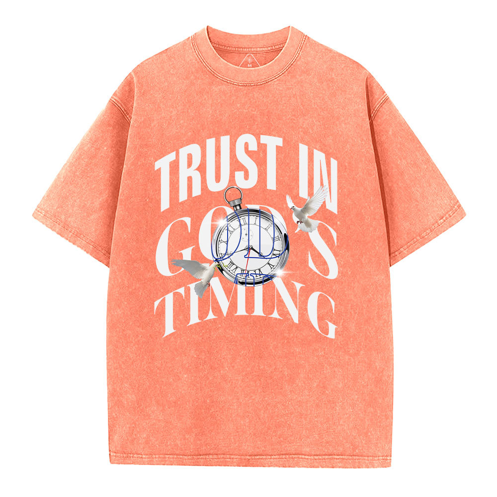 Trust In God's Timing Chrsitian Washed T-Shirt