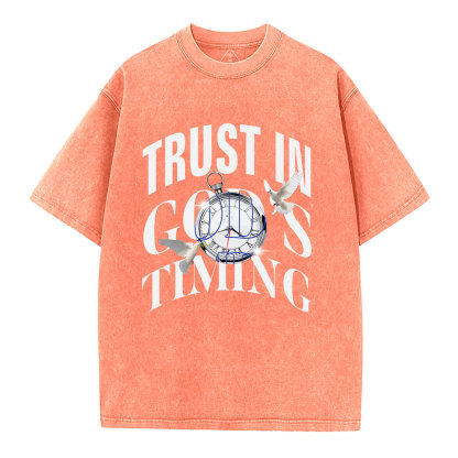 Trust In God's Timing Chrsitian Washed T-Shirt