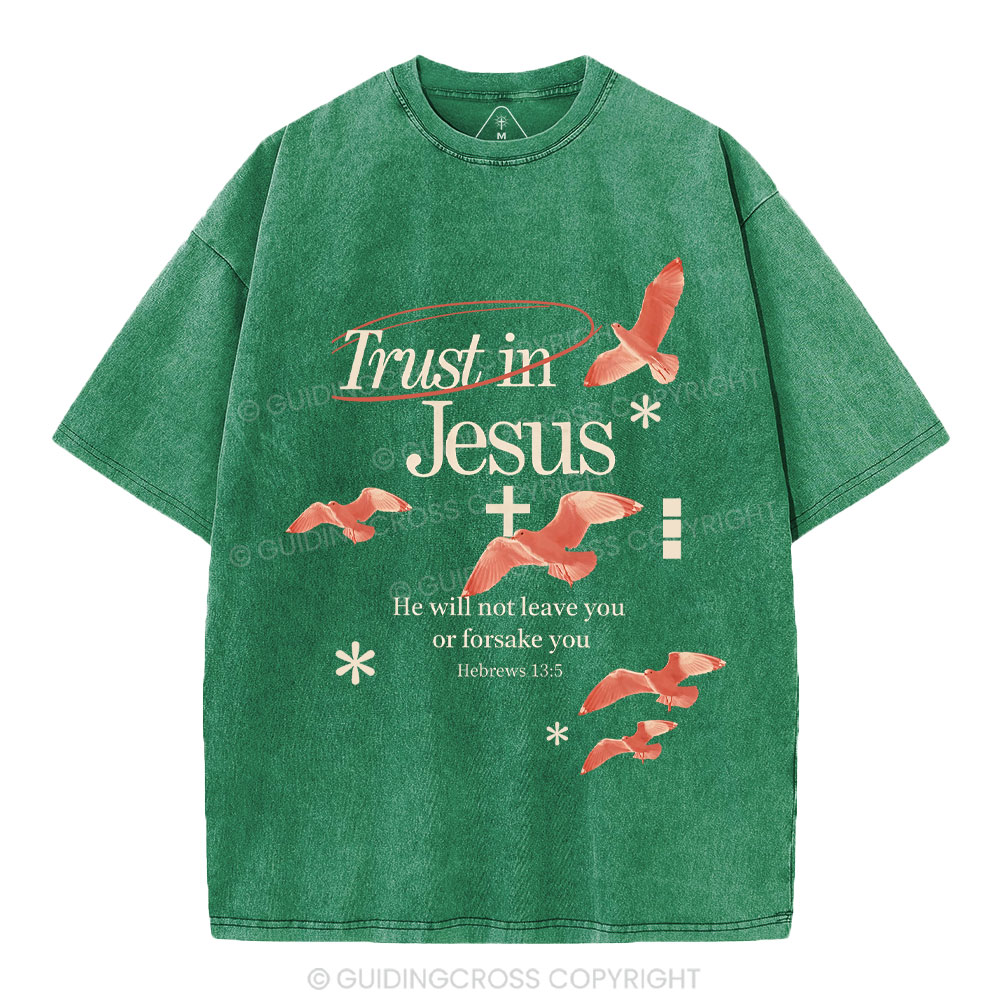 Trust in Jesus(中古品) Trust In Jesus Christian Washed T-Shirt Sale - GuidingCross