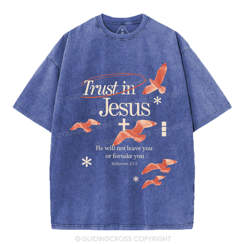 Trust in Jesus(中古品) Trust In Jesus Christian Washed T-Shirt Sale - GuidingCross